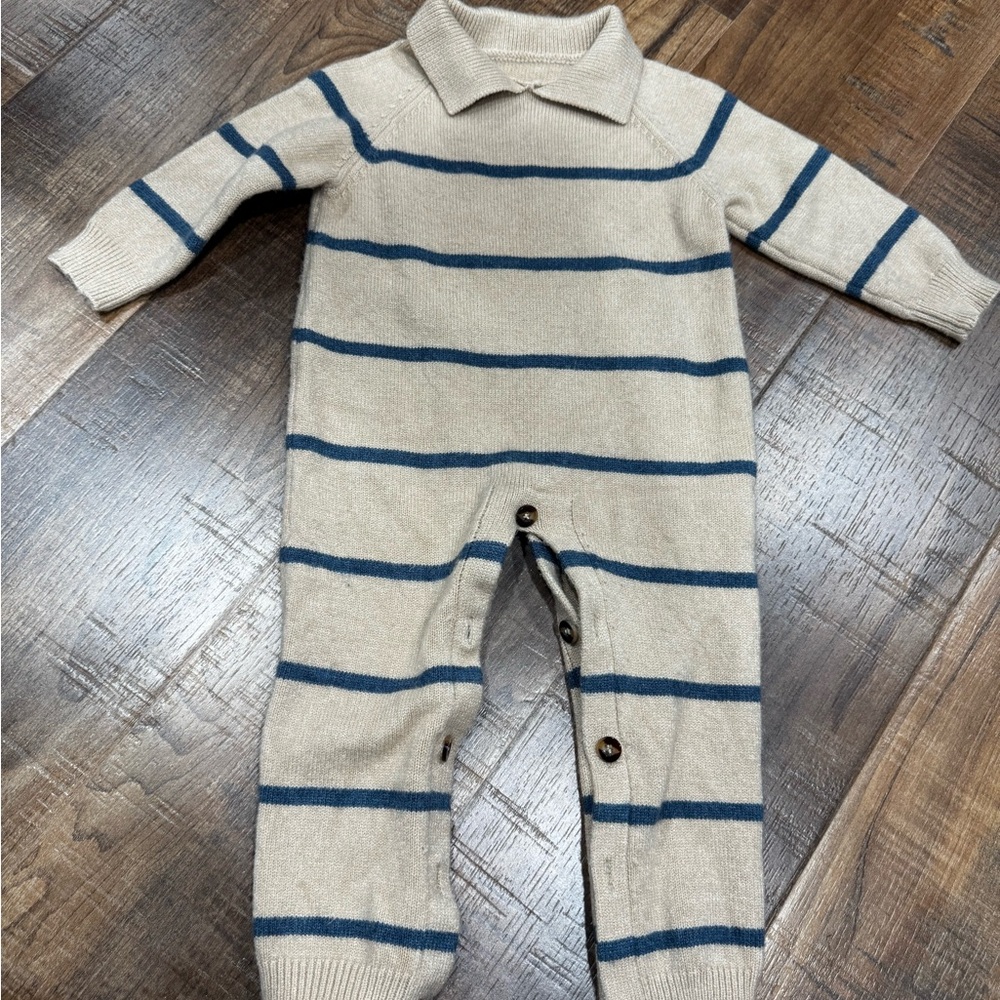 Striped Tan and Gray Kids One Piece